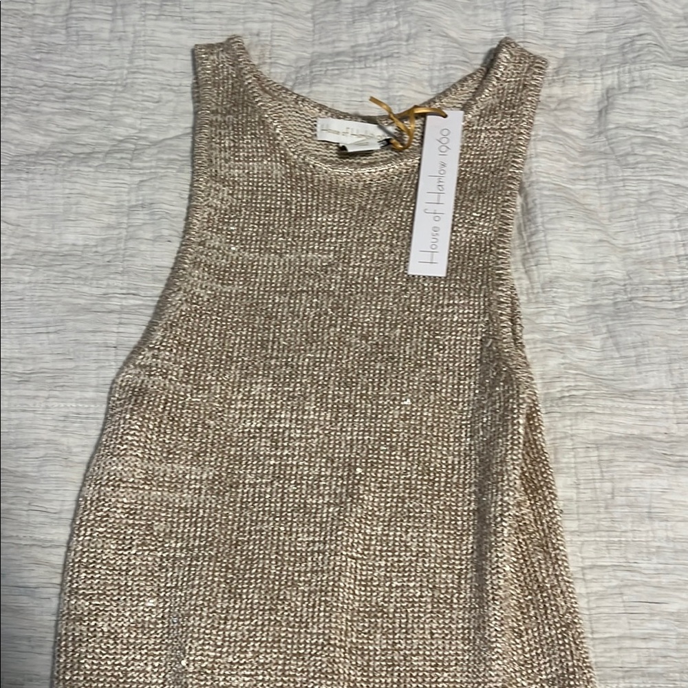 House of Harlow 1960 Beige Knit Sparkle Dress